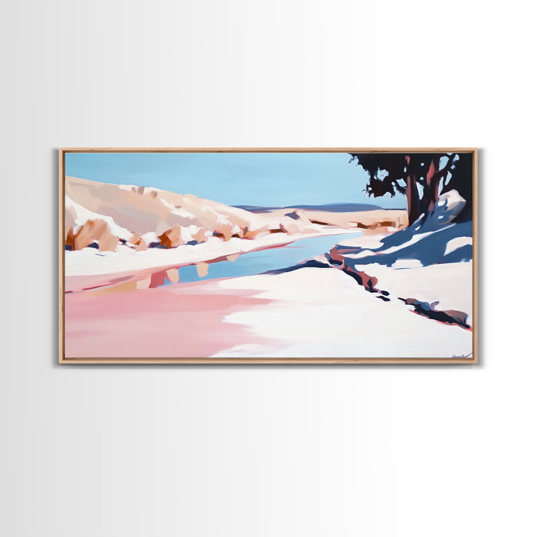 River Landscape, Nature Wall Art, Serene Water Scene, Tranquil Wilderness Painting, Country Home Decor, Scenic Canvas Print