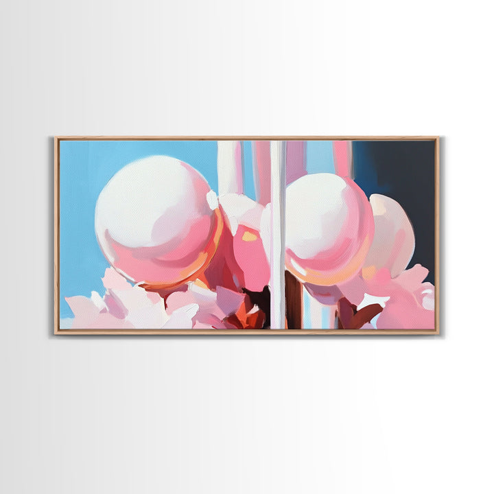 Abstract Sphere Art, Modern Pastel Aesthetic, Surreal Reflection Painting, Dreamy Minimalist Home Decor, Unique Wall Art, Canvas Print