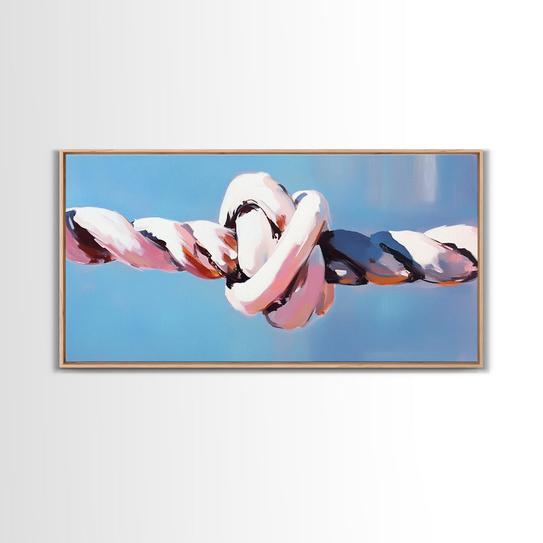 Nautical Rope Knot, Coastal Ocean Art, Maritime Wall Decor, Minimalist Nautical Painting, Boho Beach Aesthetic, Framed Canvas Print
