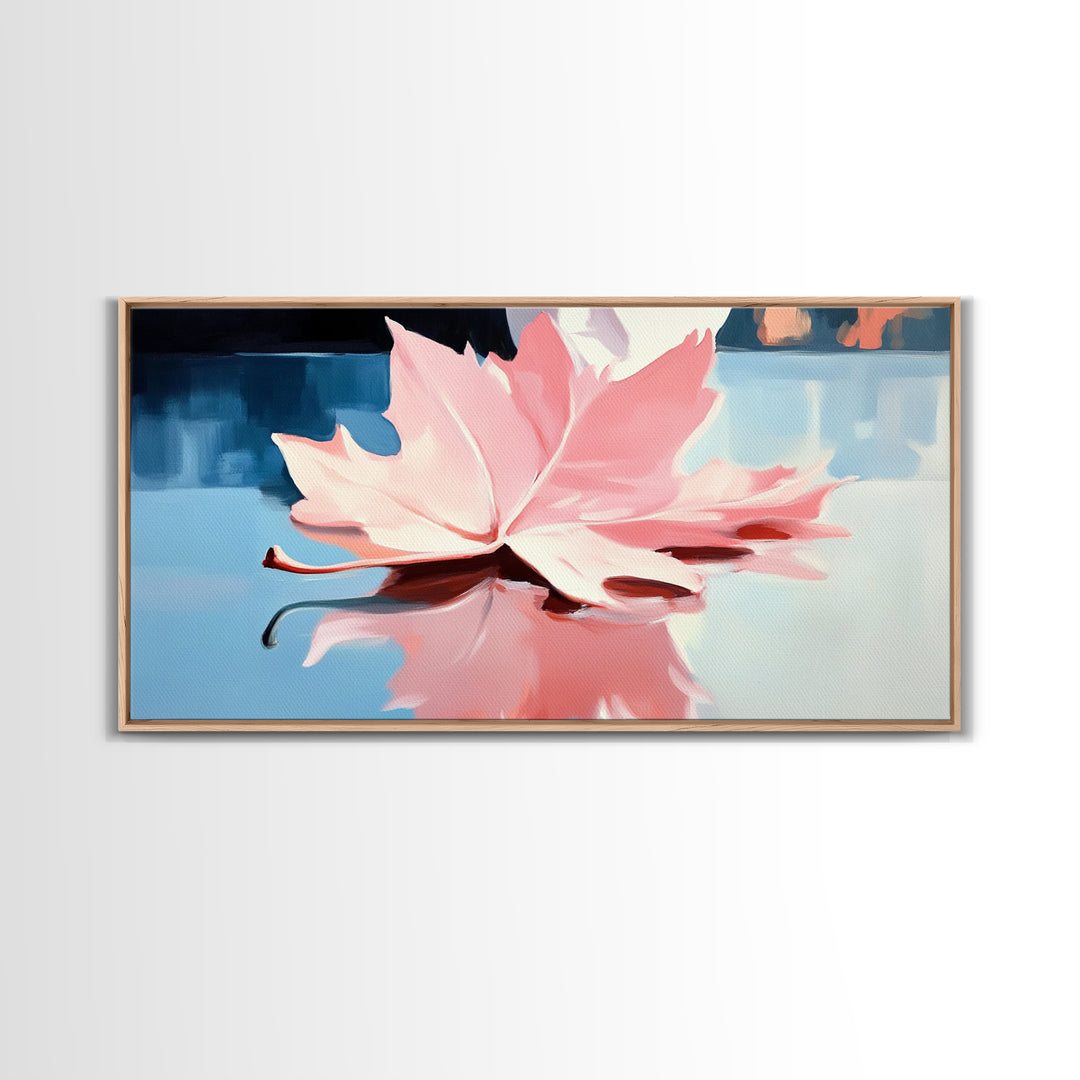 Autumn Leaf, Nature Reflection, Fall Inspired Art, Framed Canvas Print, Cozy Seasonal Wall Decor, Warm Toned Home Aesthetic