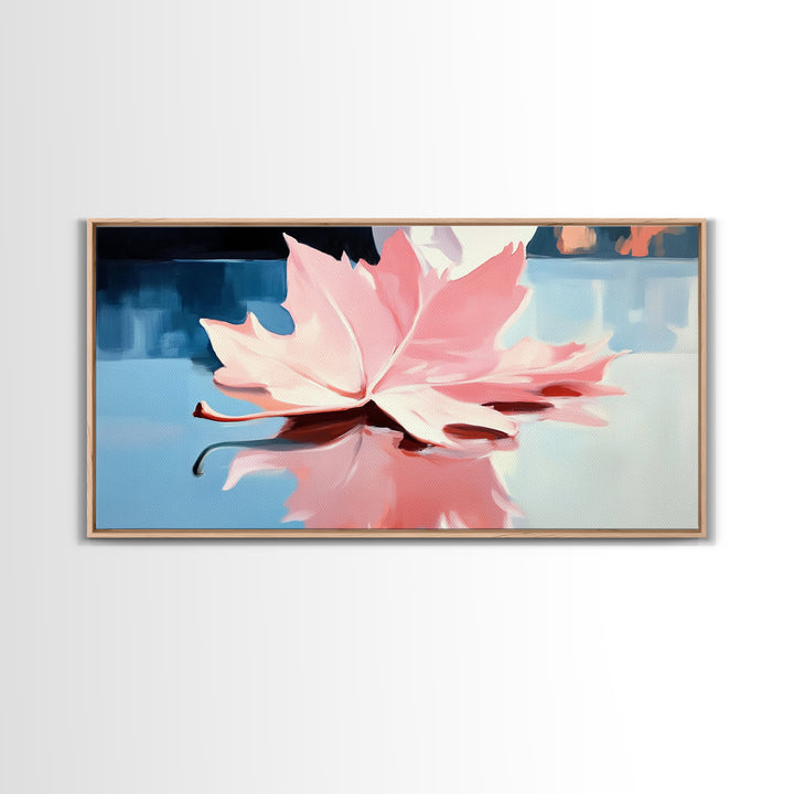 Autumn Leaf, Nature Reflection, Fall Inspired Art, Framed Canvas Print, Cozy Seasonal Wall Decor, Warm Toned Home Aesthetic