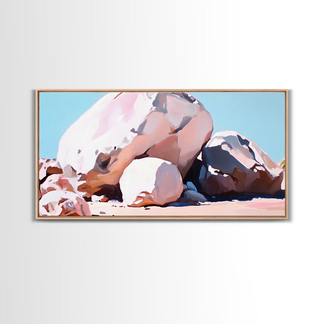 Rock Formations, Desert Landscape, Warm Neutrals, Canvas Print, Bohemian Wall Art, Modern Minimalist Decor, Earthy Tones, Bedroom Wall Art