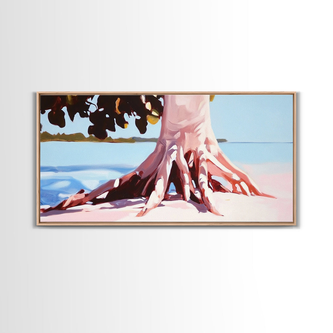 Coastal Tree Roots, Tropical Beach Art, Seaside Nature Print, Boho Coastal Decor, Nautical Wall Art, Living Room Canvas Print