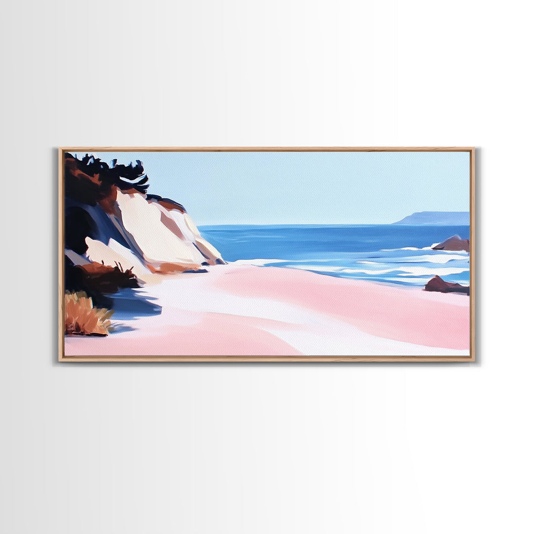 Coastal Escape, Ocean Waves, Seaside Serenity, Framed Canvas Print, Beach House Decor, Minimalist Art, Bedroom Wall Art, Nautical Print