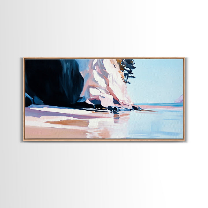 Coastal Cliffside, Ocean View Art, Seaside Landscape, Beach Getaway, Modern Coastal Decor, Nature Scene, Canvas Print, Living Room