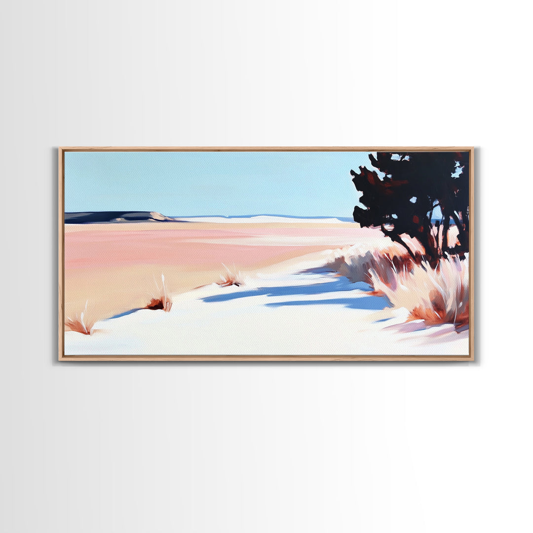 Desert Pathway, Minimalist Landscape Art, Warm Pastel Print, Earthy Aesthetic, Rustic Wall Decor, Bedroom Art, Canvas Print