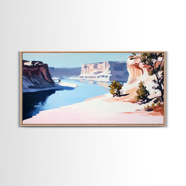 Desert River, Southwest Landscape, Canvas Print, Boho Wall Art, Nature Painting, Earthy Home Decor, Western Art, Office Wall Art