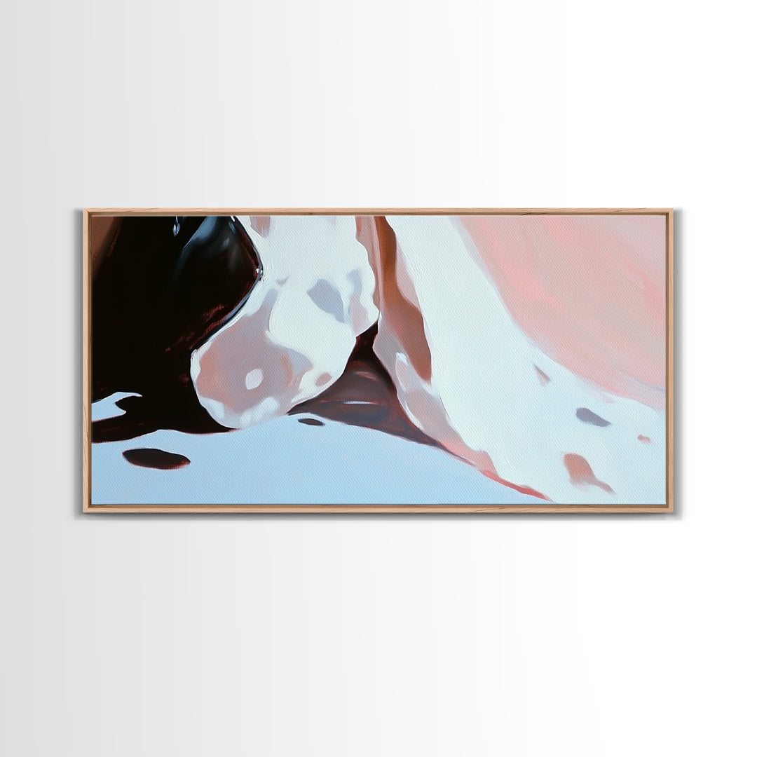 Close Up, Abstract Soft Art, Dreamy Minimalist Painting, Pastel Blue and Pink, Aesthetic Wall Decor, Neutral Modern Art, Canvas Print