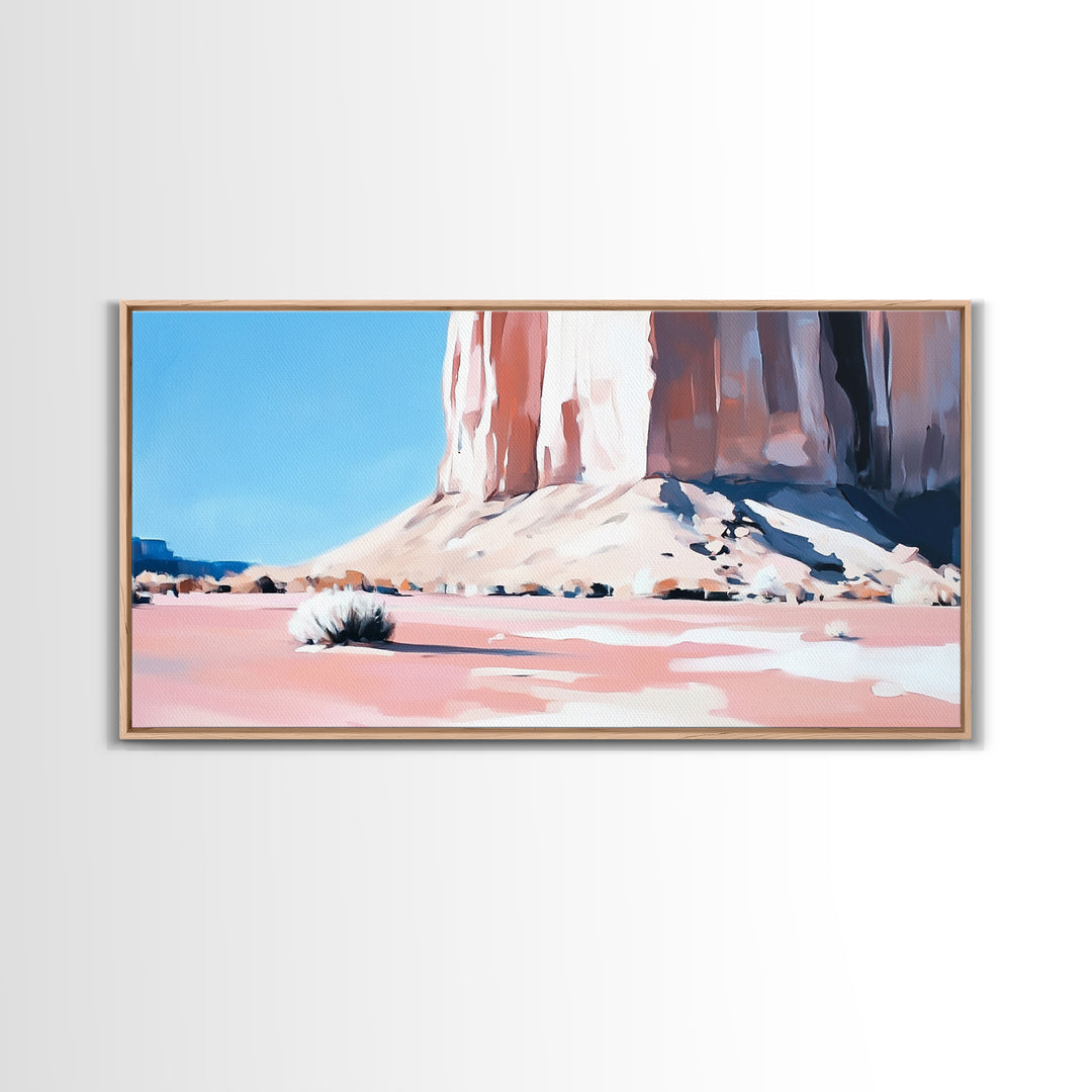 Desert Rock, Monument Valley, Southwestern Art, Minimalist Landscape, Earthy Wall Art, Rustic Home Decor, Framed Canvas Print, Modern Western