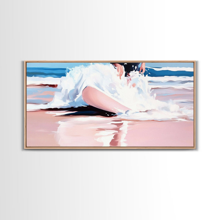 Ocean Splash, Surfer Art, Beach Wall Decor, Canvas Print, Coastal Home Art, Minimalist Wave Painting, Modern Beach House Wall Art