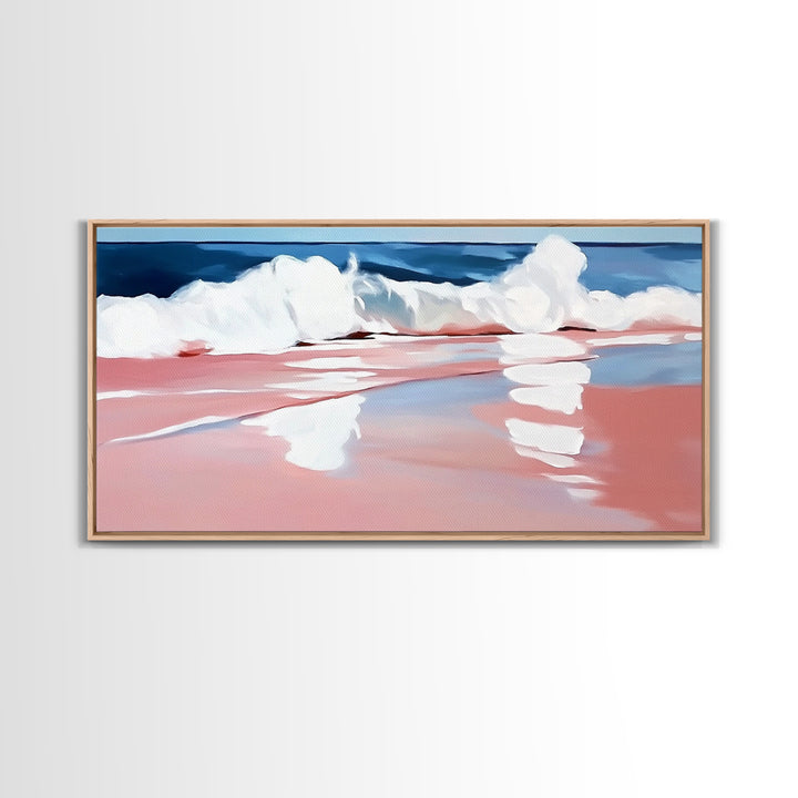 Ocean Wave, Serene Seascape, Coastal Home Decor, Beach Vibes, Minimalist Blue Art, Nautical Aesthetic, Canvas Print, Bathroom Wall Art