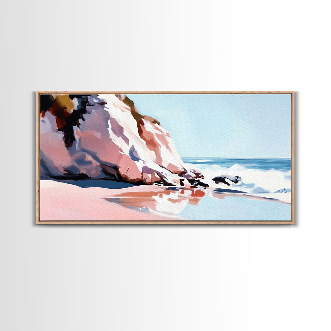 Coastal Cliffs, Ocean Waves, Beach Landscape, Wall Art, Canvas Print, Living Room Art, Modern Seascape, Blue Wall Decor, Nautical Art