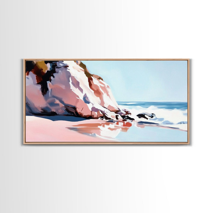 Coastal Cliffs, Ocean Waves, Beach Landscape, Wall Art, Canvas Print, Living Room Art, Modern Seascape, Blue Wall Decor, Nautical Art