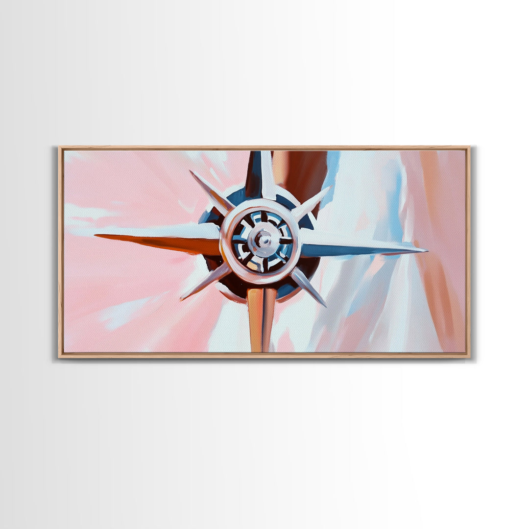 Compass Rose, Nautical Art, Pink Tones, Maritime Decor, Framed Canvas Print, Coastal Home Art, Boho Wall Art, Office Wall Decor