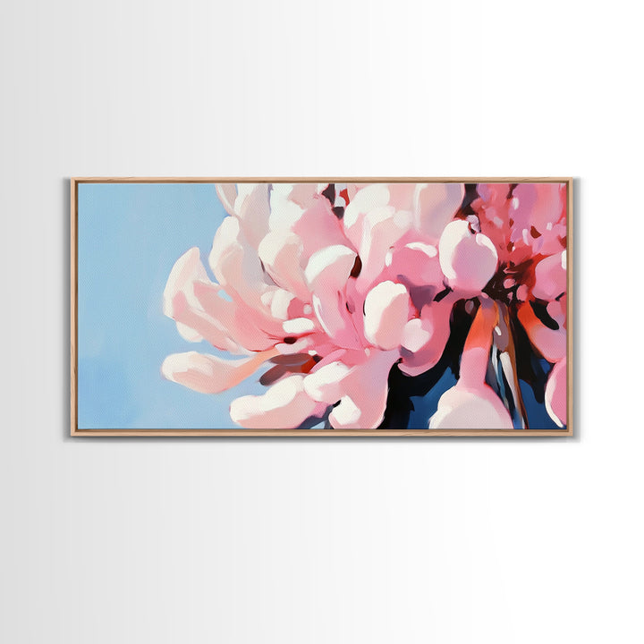 Blooming Flowers, Pink Petals, Floral Print, Modern Art, Framed Canvas Print, Bedroom Wall Art, Feminine Decor, Abstract Flowers