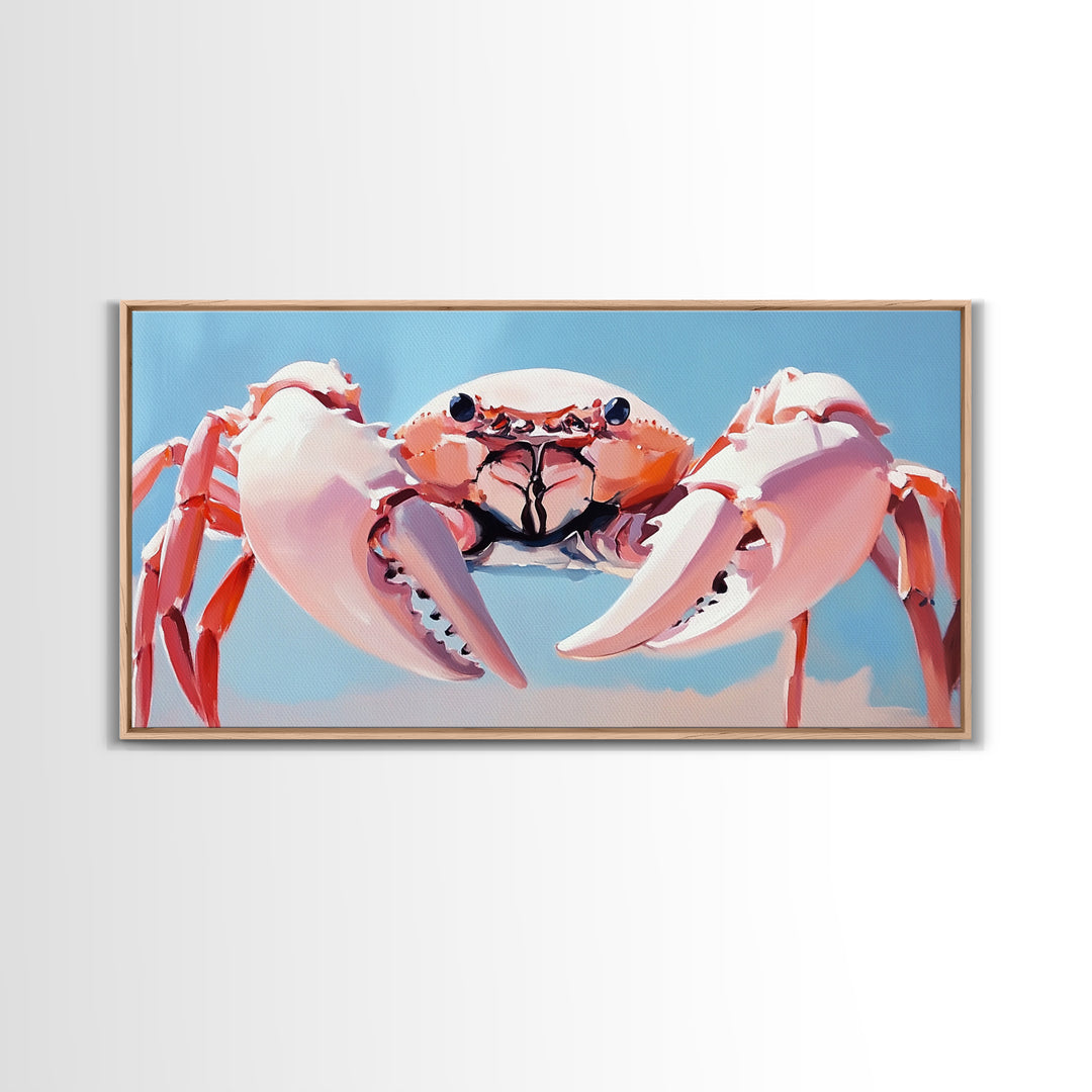 Crab Illustration, Ocean Life, Coastal Kitchen, Beach House Wall Art, Canvas Print, Nautical Artwork, Seaside Aesthetic, Marine Art