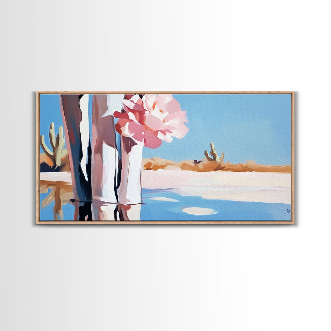 Cactus Blooms, Desert Flowers, Southwestern Serenity, Canvas Print, Floral Art, Pastel Tones, Nature Wall Art, Boho Decor, Minimalist Aesthetic