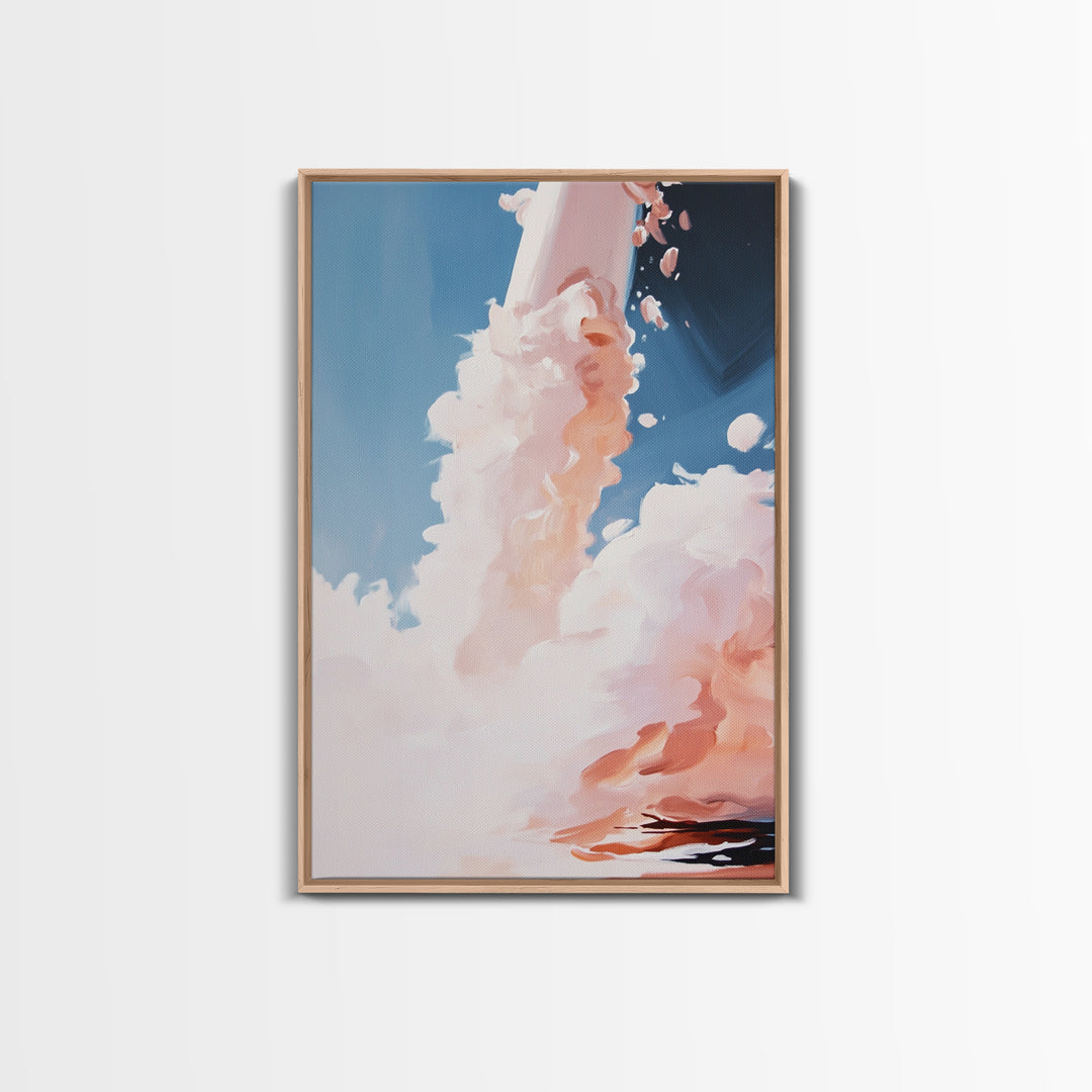 Rocket Launch, Space Exploration, Sci-Fi Aesthetic, Framed Canvas Print, Office Wall Art, Futuristic Home Decor, Astronaut Inspired