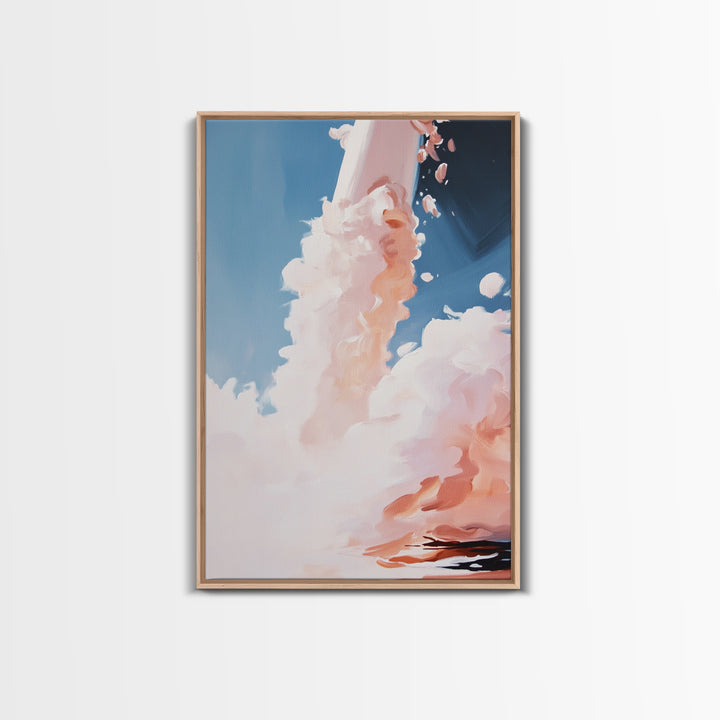 Rocket Launch, Space Exploration, Sci-Fi Aesthetic, Framed Canvas Print, Office Wall Art, Futuristic Home Decor, Astronaut Inspired