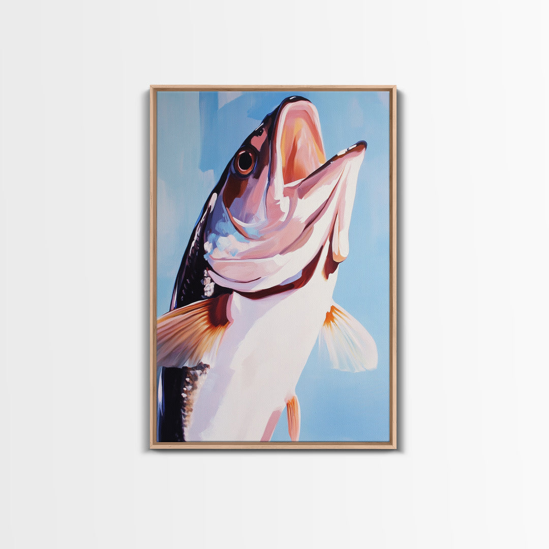 Bass Fish, Fishing Wall Art, Nautical Decor, Sport Fishing, Canvas Print, Coastal Home, Lake House Decor, Rustic Cabin, Ocean Inspired