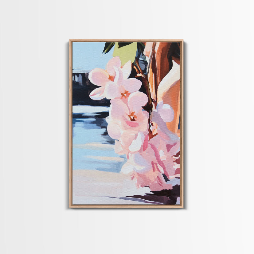 Blossoms, Floral, Nature, Water, Canvas Print, Botanical Wall Art, Feminine Aesthetic, Soft Pastel Decor, Spring Wall Hanging, Living Room Art