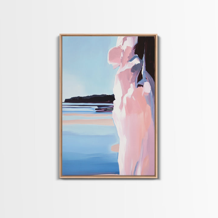 Beach Cliff, Coastal Landscape, Seascape Painting, Canvas Print, Modern Wall Art, Ocean Decor, Minimalist Art, Living Room Wall Art