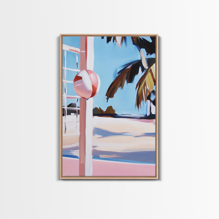 Beach Volleyball, Coastal Fun, Tropical Vibes, Sunset Sport, Canvas Print, Summer Wall Art, Beach House Decor, Relaxed Style