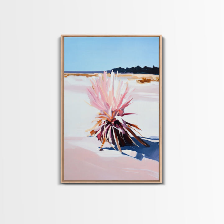 Desert Plant, Soft Pink Tones, Modern Botanical Wall Art, Framed Canvas Print, Southwest Decor, Minimalist Nature Painting