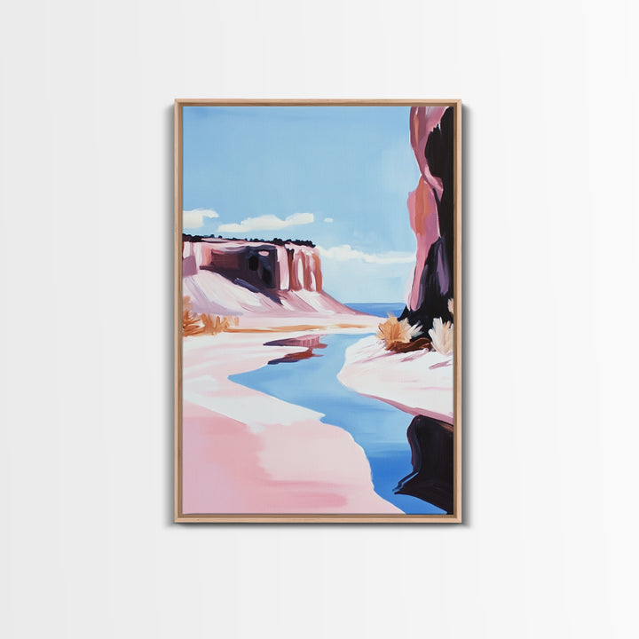 Desert Canyon, Western Landscape Art, Earthy Tones, Minimalist Decor, Scenic Painting, Nature Lover Gift, Framed Canvas Print, Wall Art