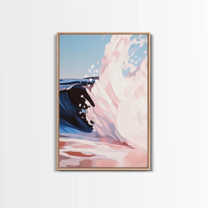 Ocean Wave Painting, Coastal Beach Art, Abstract Water Scene, Framed Canvas Print, Modern Nautical Decor, Living Room Wall Art, Boho Art