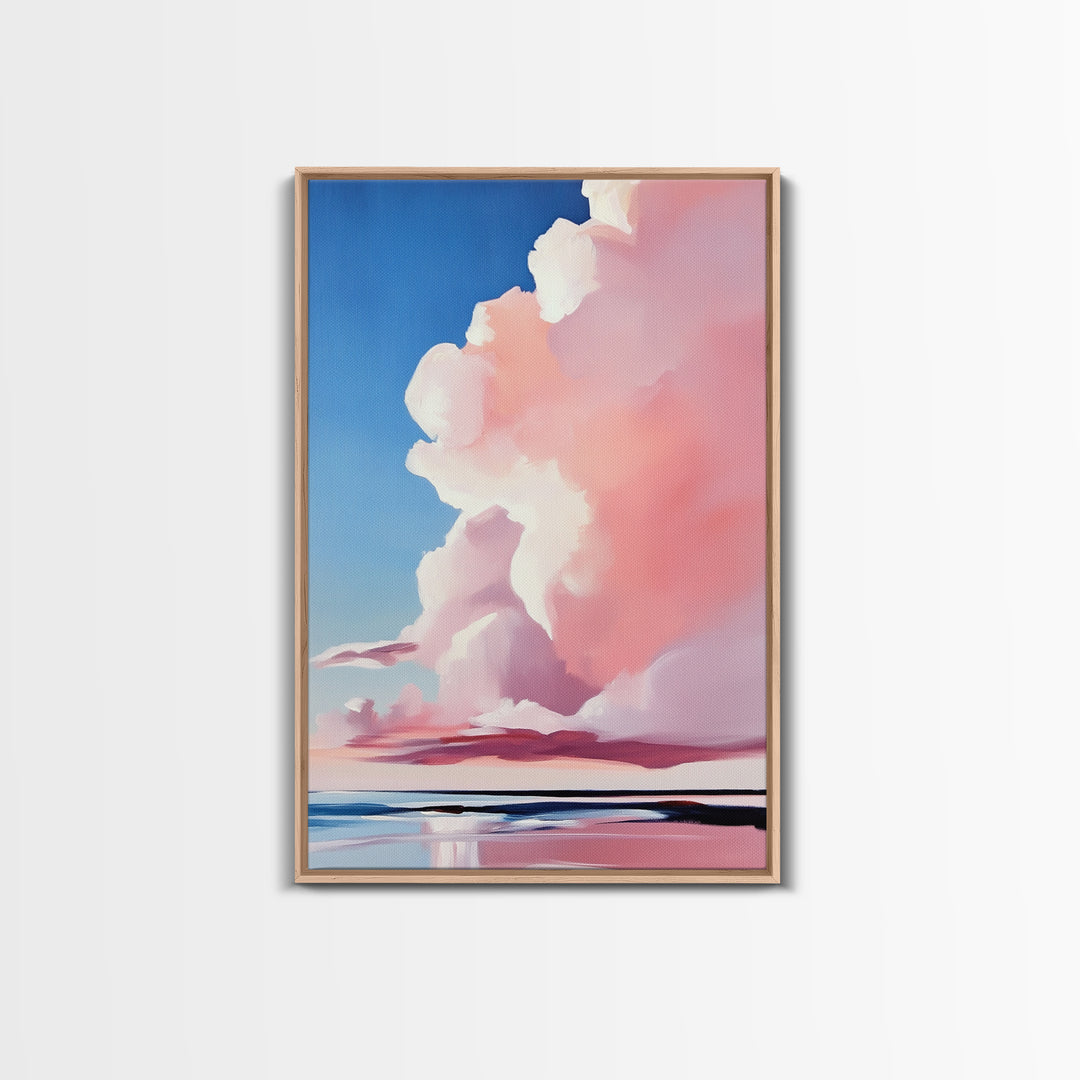 Cloudscape, Sky Painting, Dreamy Wall Art, Minimalist Home Decor, Pastel Sky, Framed Canvas Print, Sunset Clouds, Serene Aesthetic