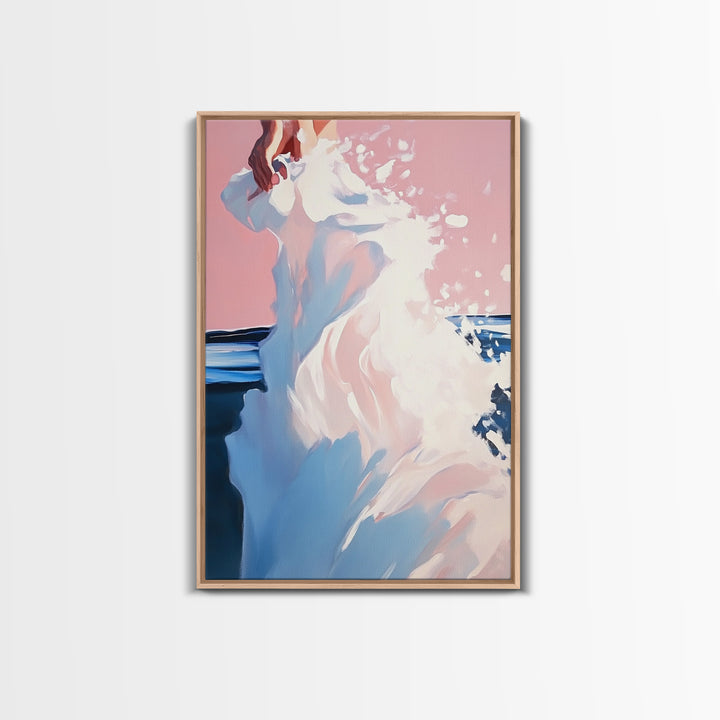 Pink Clouds, Coastal, Beach Wall Art, Boho, Aesthetic, Dreamy, Sunset, Pastel, Sky, Seascape, Minimalist, Framed Canvas Print