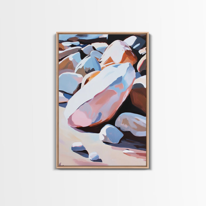 Mystic Cliffside, Surreal Landscape, Nature Aesthetic, Modern Wall Decor, Soft Pastels, Dreamy Art, Framed Canvas Print, Hallway