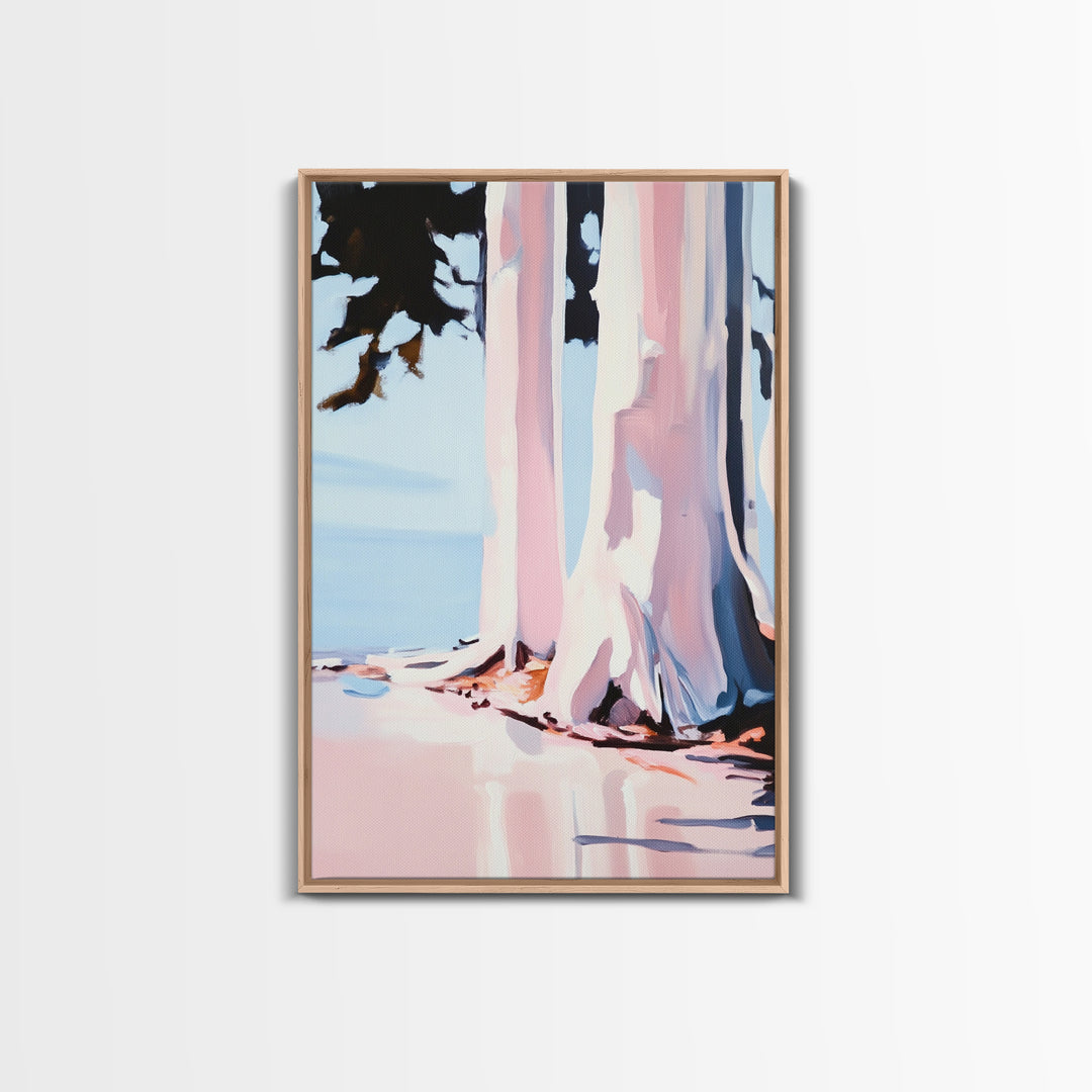 Birch Trees, Modern Forest Art, Minimalist Nature Painting, Cozy Cabin Wall Decor, Framed Canvas Print, Scandinavian Home Aesthetic