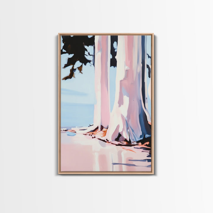 Birch Trees, Modern Forest Art, Minimalist Nature Painting, Cozy Cabin Wall Decor, Framed Canvas Print, Scandinavian Home Aesthetic