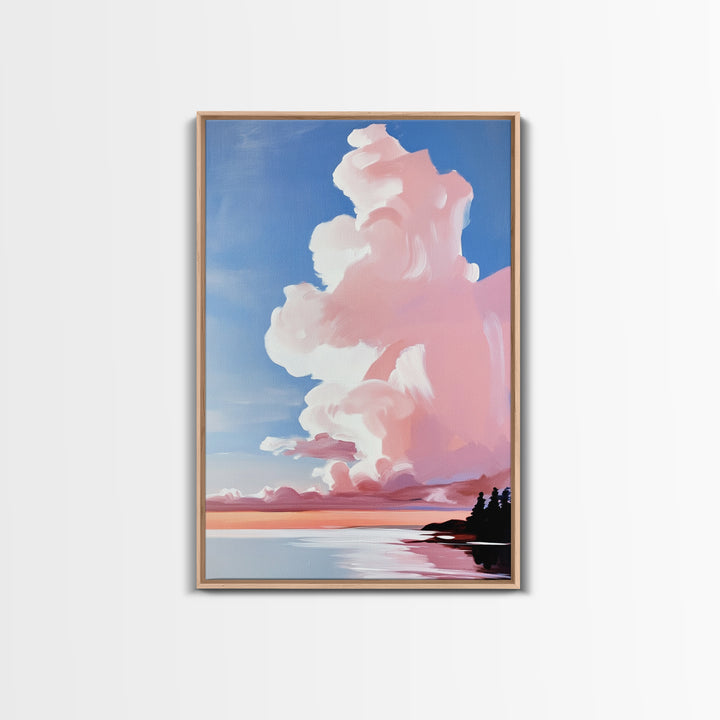 Pink Clouds, Sunset Sky, Dreamy Wall Art, Romantic Painting, Pastel Decor, Soft Aesthetic, Nature Inspired, Canvas Print, Bedroom Art