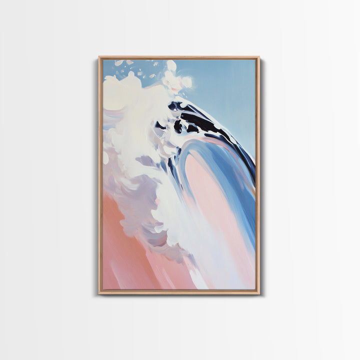 Ocean Curl, Surfer Wave Art, Framed Canvas Print, Beach House Decor, Coastal Painting, Summer Vibes Artwork, Minimalist Seascape
