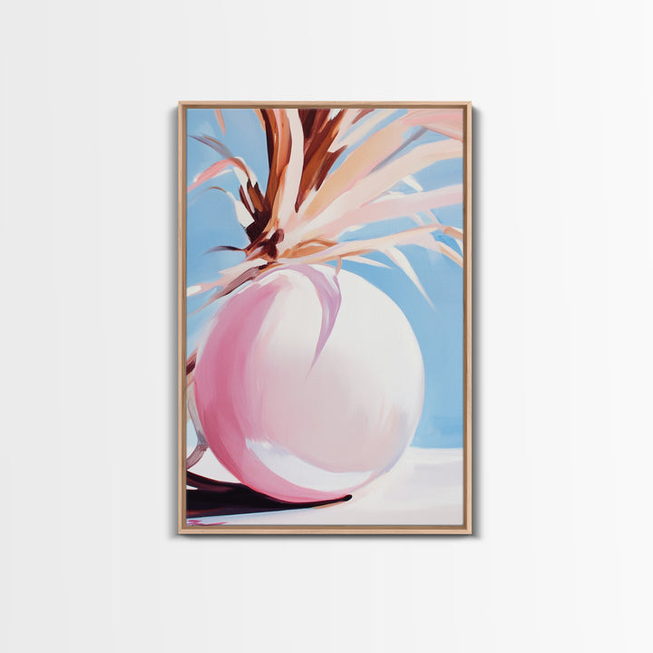 Desert, Palm Tree, Abstract, Framed Canvas Print, Earthy Tones Wall Art, Modern Southwest Decor, Stylish Living Room Art, Trendy Design