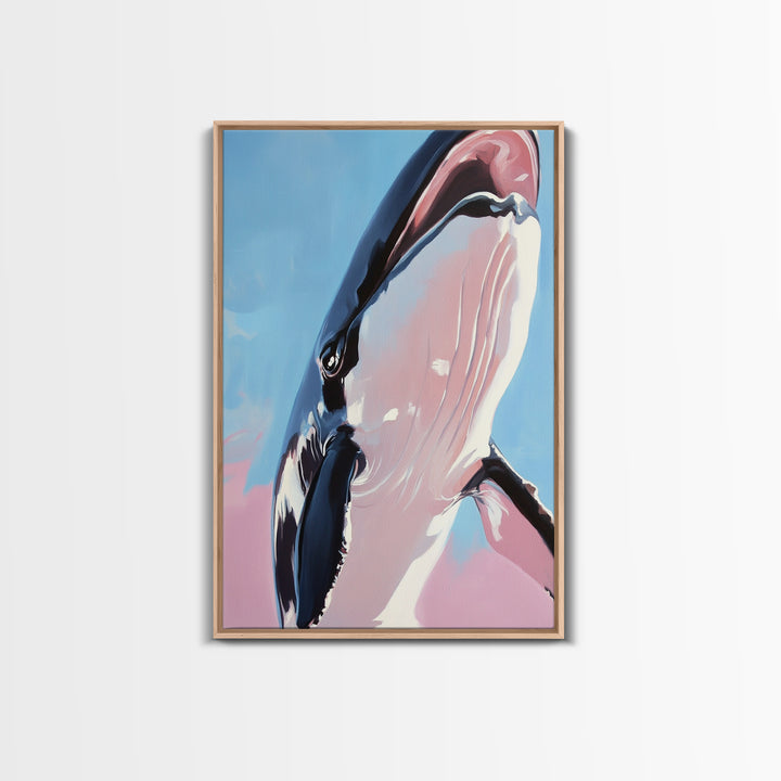 Majestic Whale, Ocean Wonder, Marine Life Art, Contemporary Animal Painting, Coastal Decor, Nautical Wall Art, Framed Canvas Print