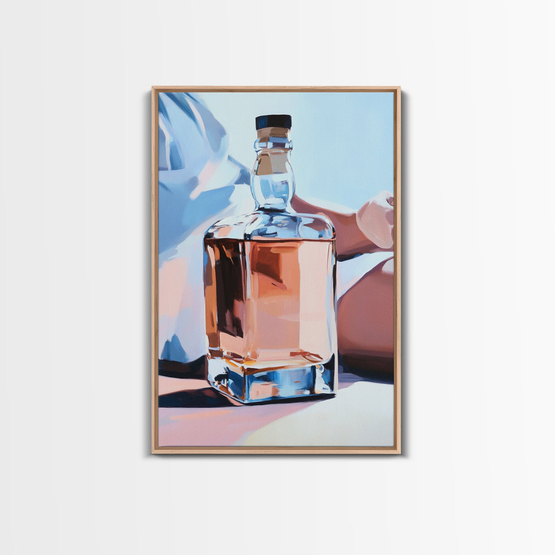 Whiskey Bottle, Elegant Drink, Modern Still Life, Minimalist Art, Sophisticated Decor, Bar Wall Art, Contemporary Painting, Canvas Print