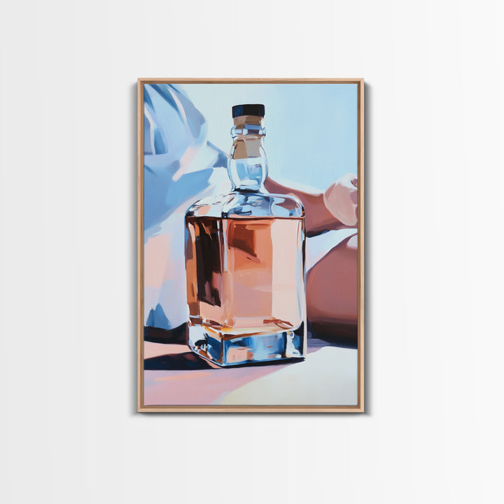 Whiskey Bottle, Elegant Drink, Modern Still Life, Minimalist Art, Sophisticated Decor, Bar Wall Art, Contemporary Painting, Canvas Print