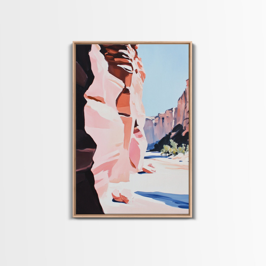 Desert Canyon, Red Rock Art, Southwest Landscape Print, Framed Canvas Print, Nature Lover Gift, Rustic Western Home Decor