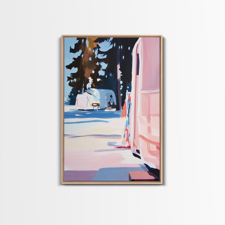 Camper Life, Forest Retreat, Cozy Camping, Canvas Print, Outdoor Adventure, RV Decor, Travel Lover Art, Scenic Nature Painting