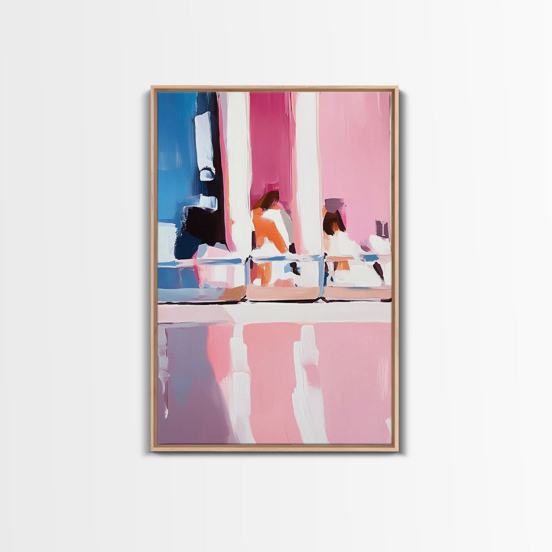 Abstract Reflection, Pink and Blue Art, Contemporary Wall Decor, Canvas Print, Modern Interior Design, Aesthetic Home Styling
