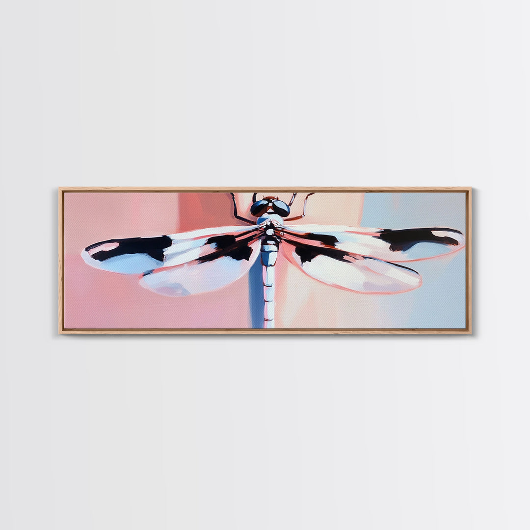 Dragonfly, Framed Canvas Print, Nature Wall Art, Pastel Aesthetic, Boho Artwork, Elegant Home Decor, Insect Painting, Minimalist Art