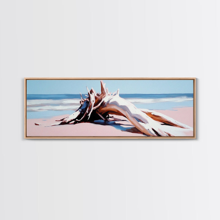 Beach Driftwood, Coastal Art, Seaside Wall Decor, Nature Painting, Canvas Print, Living Room Wall Art, Modern Beach House Art