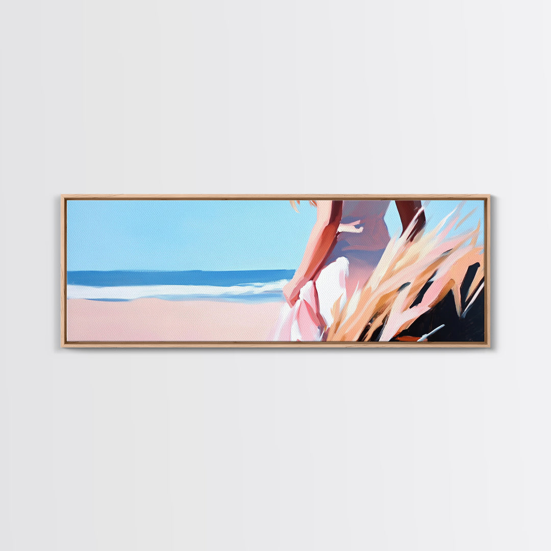 Ocean Breeze, Coastal Woman, Serenity Art, Beach Aesthetic, Canvas Print, Boho Wall Art, Relaxing Bedroom Wall Decor