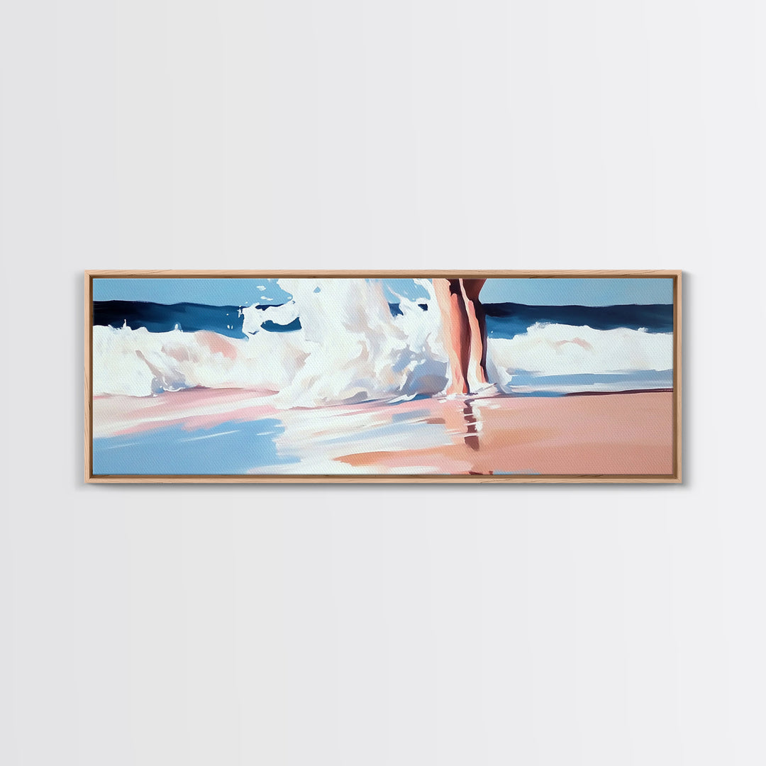 Beach Reflection, Seascape Art, Framed Canvas Print, Coastal Wall Art, Nautical Home Decor, Minimalist Water Painting, Bathroom Art