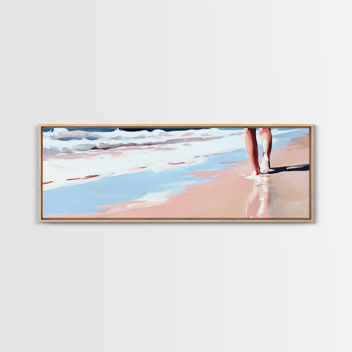 Coastal Walk, Beach, Ocean, Serenity, Framed Canvas Print, Coastal Wall Art, Nautical Decor, Living Room Wall Art, Minimalist Art