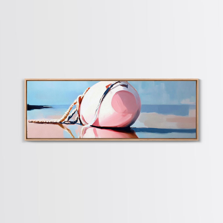 Nautical Buoy, seaside coastal wall art, beach house decor, maritime aesthetic, minimalist print, framed canvas print, lake house art